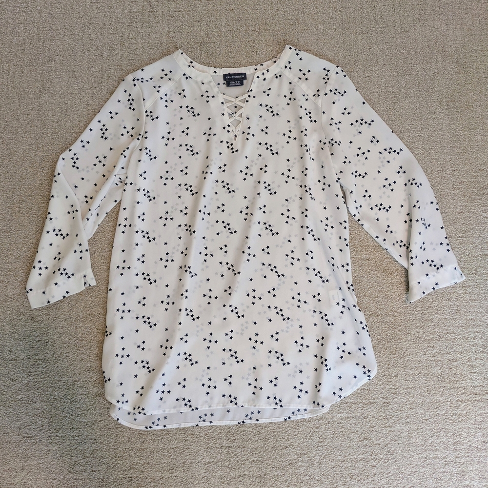 Van Heusen White Blouse with Black Dots